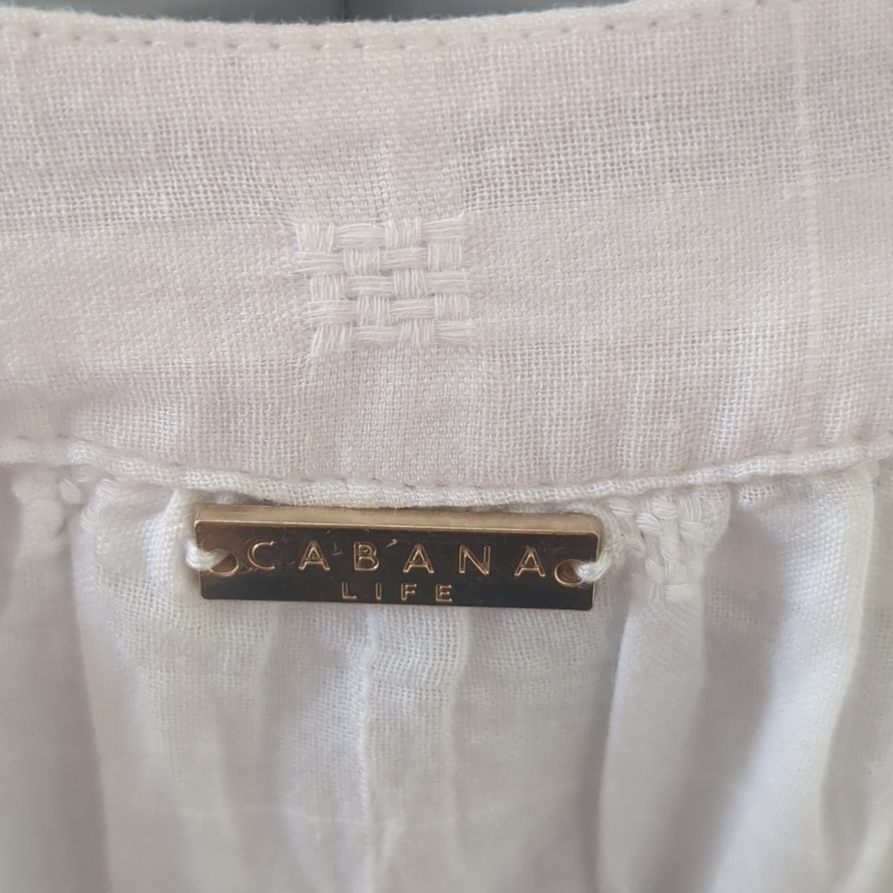 CABANA LIFE Essentials-White Sleeveless Halter-Tassels Eyelet Mini Dress SPF 50+ - Picture 6 of 14